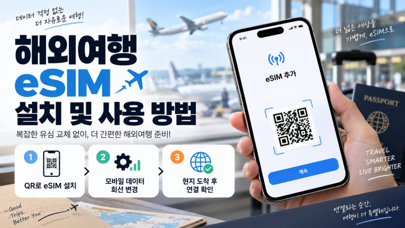 해외여행 이심(eSIM) 설치 및 사용 방법｜아이폰·갤럭시