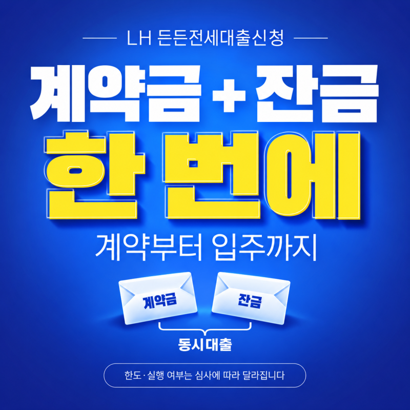 LH든든전세대출신청 계약금+잔금 동시대출 120% 이상도 승인돼요