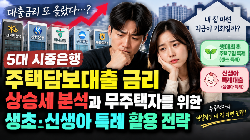 5대 시중은행 주택담보대출 금리 상승세 분석과 무주택자를 위한 생초·신생아 특례 활용 전....
