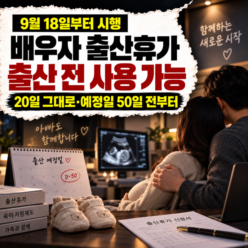 배우자 출산휴가 20일, 9월 18일부터 출산예정일 50일 전 사용 가능
