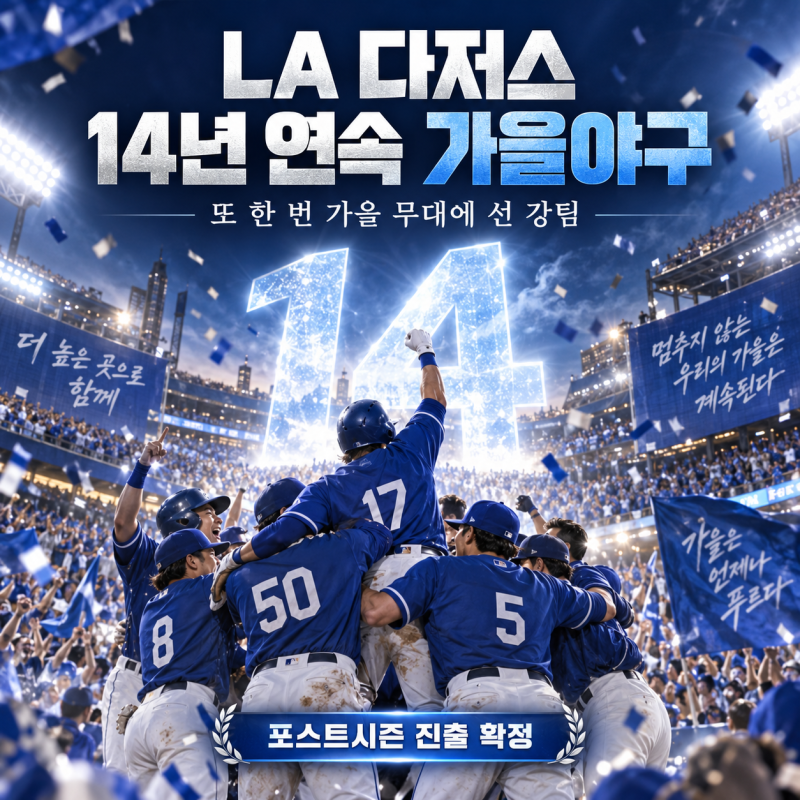 LA 다저스 14년 연속 가을야구 확정! 알고 보니 MLB 역대 최장 타이기록
