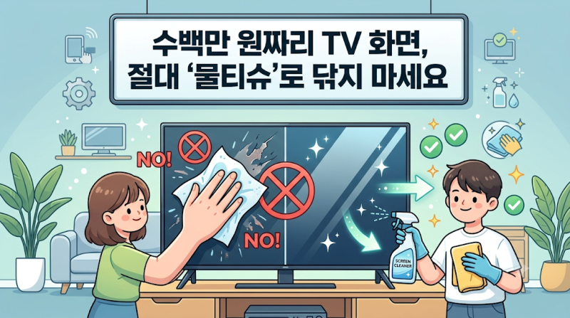 수백만 원짜리 TV 화면, 절대 '물티슈'로 닦지 마세요 (코팅 영구 손상됩니다)