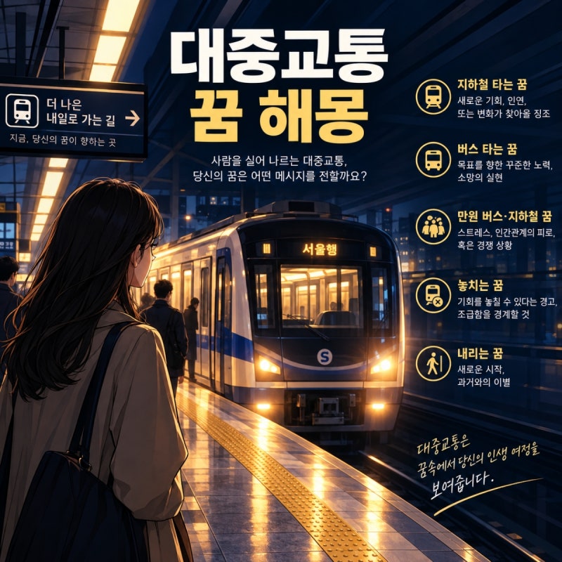 지하철 버스 꿈 해몽, 대중교통 타는 꿈이 알리는 인생 궤도