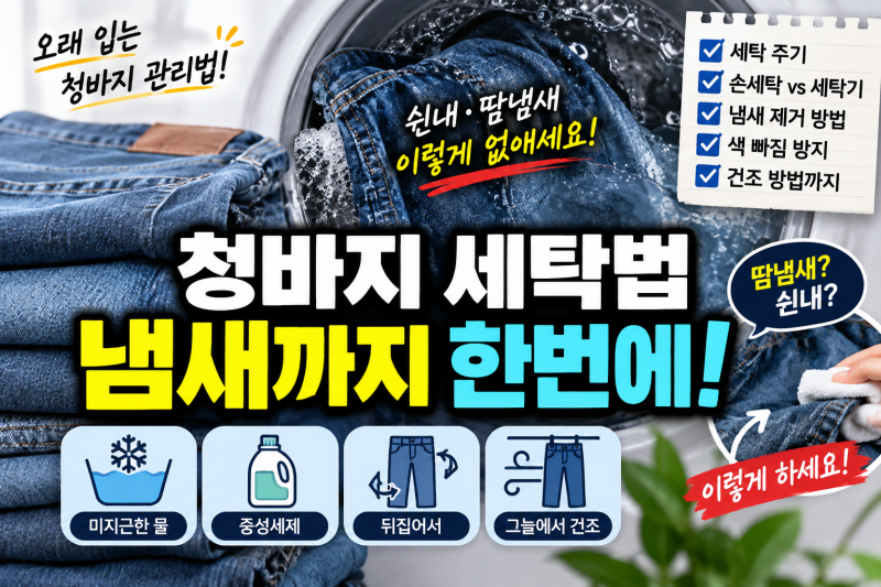 청바지 세탁법 제대로 알기｜색 빠짐·땀냄새·쉰내까지 한 번에 해결하는 방법