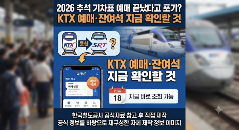 ㅇ2026 추석 기차표 예매 끝났다고 포기? KTX 예매 일정·잔여석 확인 총정리