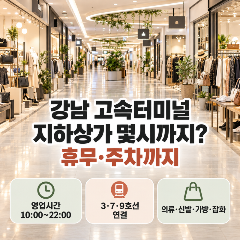 강남 고속터미널 지하상가 몇시까지? 휴무·주차까지