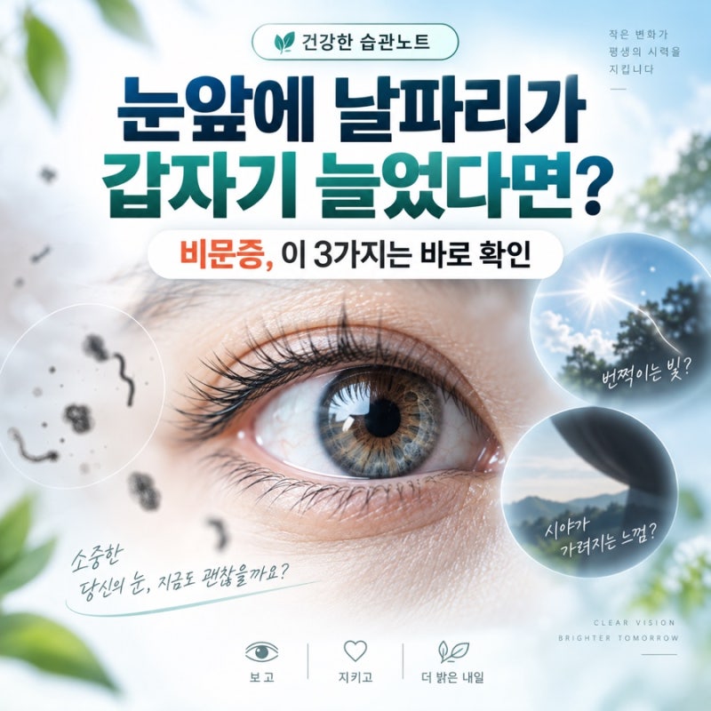 “눈앞에 날파리가 갑자기 늘었다면?” 비문증, 이 3가지 신호는 바로 확인해야 합니다