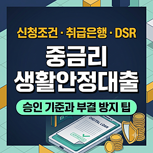 중금리 생활안정대출 총정리: 신청조건, 취급 은행, dsr, 승인, 부결, 후기 등