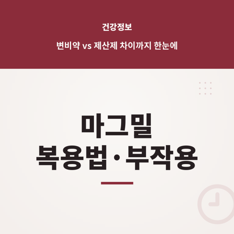 마그밀 복용법과 변비약·제산제 차이, 부작용·복용시간까지