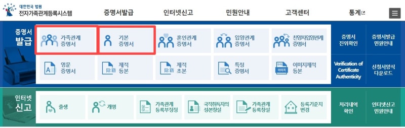 가족관계증명서와 기본증명서 발급 방법｜온라인 발급