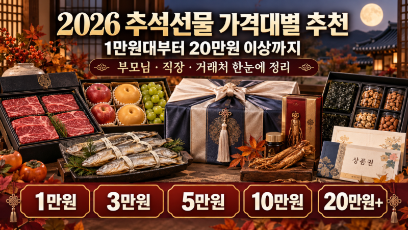 2026 추석선물 가격대별 추천｜1만원대부터 20만원 이상까지 부모님·직장·거래처 선물 총정....