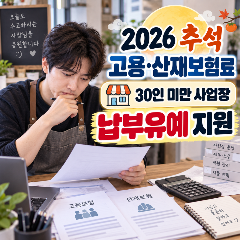2026 추석 고용·산재보험료 납부유예(30인 미만 사업장, 지원내용)