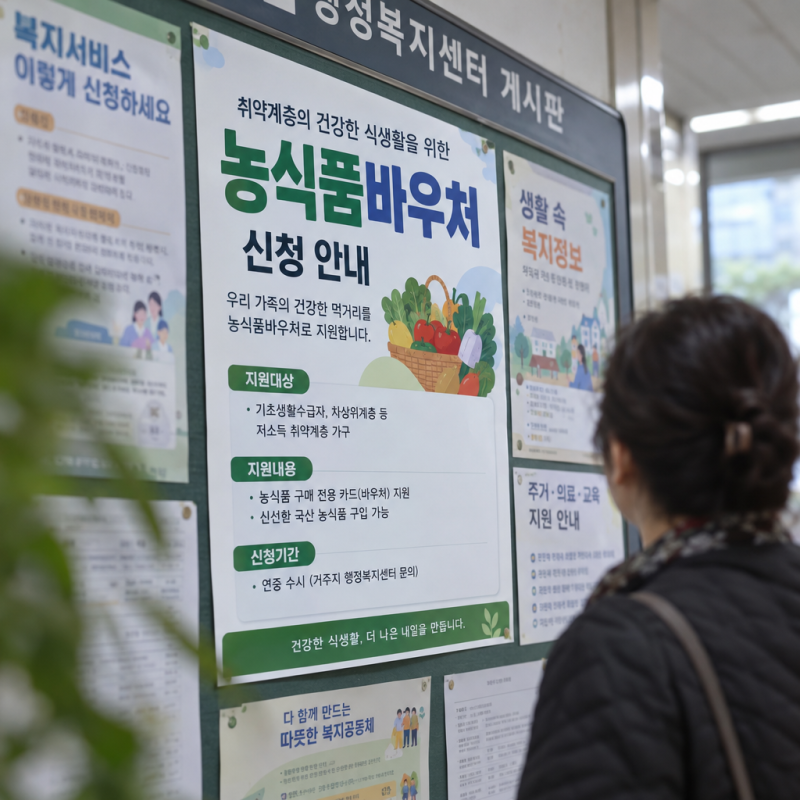 농식품바우처 "월 최대 18만 7천원 지원" 대상과 사용처, 신청방법 총정리