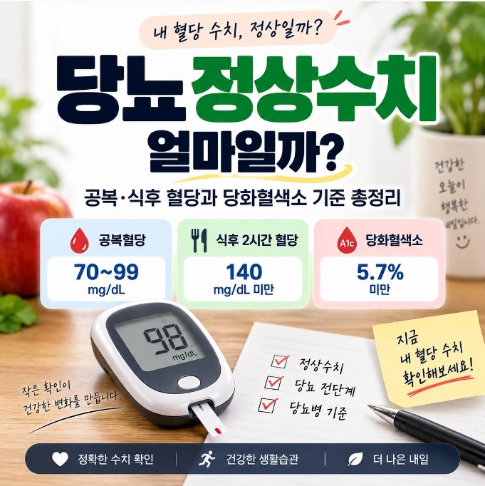 당뇨 정상수치 얼마일까? 공복·식후 혈당과 당화혈색소 기준 총정리