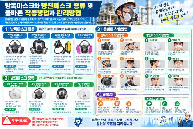 방독마스크와 방진마스크 종류 및 올바른 착용방법과 관리방법