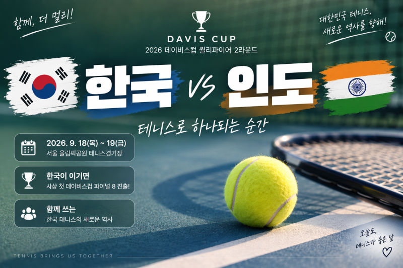 데이비스컵 한국 vs 인도｜권순우 첫 승, 66년 만의 세계 8강 보인다