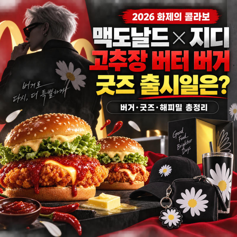 맥도날드 지디 콜라보 총정리｜고추장 버터 버거·피스마이너스원 굿즈 출시일