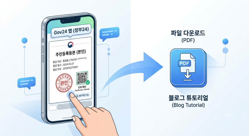급하게 서류 필요한 순간! 정부24 모바일로 주민등록등본 1분 만에 발급받고 PDF 저장하는 법