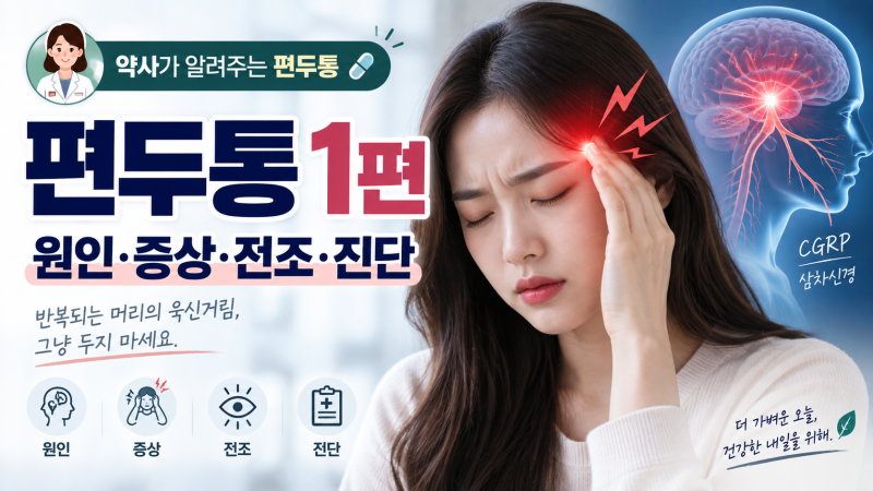 [약사 칼럼] 편두통 1편｜편두통은 왜 생길까? 원인·증상·전조·진단 총정리