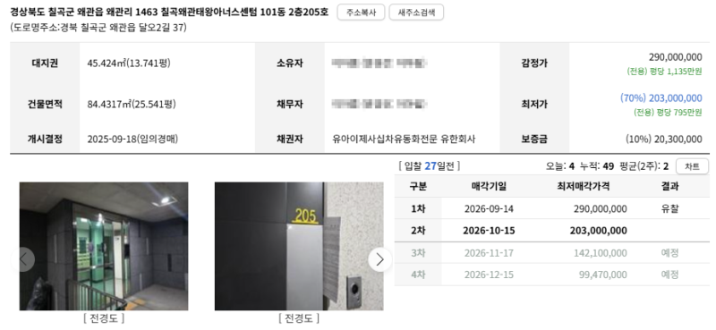 경북 칠곡 왜관 태왕아너스센텀 아파트 경매 1회 유찰 2억300만원대 2025타경9339 사진 8