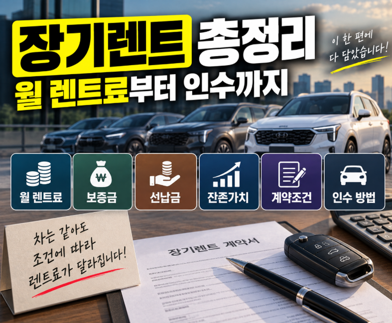 장기렌트 총정리｜월 렌트료부터 보증금·선납금·잔존가치·인수까지