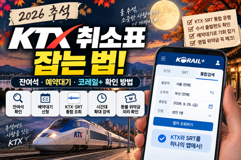 2026 추석 KTX 취소표 잡는 법｜잔여석·예약대기·코레일+ 확인 방법