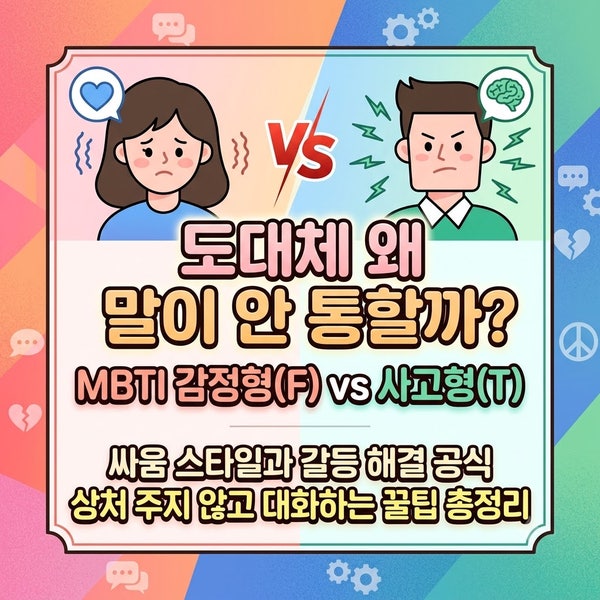 ⚡ "도대체 왜 말이 안 통할까?" MBTI 감정형(F) vs 사고형(T) 싸움 스타일과 갈등 해결 공식: 상....