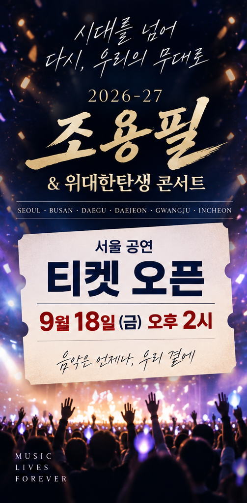 2026 조용필 콘서트 서울 예매 오늘 오픈, 공연 일정과 티켓 가격 총정리