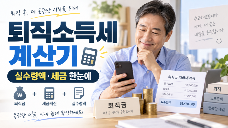 026 퇴직소득세 계산기 사용법, 퇴직금 5천만 원 세금은 얼마?