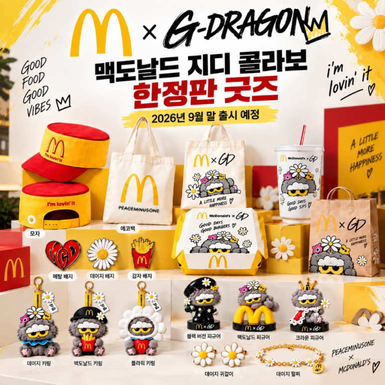 맥도날드 지드래곤 굿즈, 9월 말 공개되는 PEACEMINUSONE 한정판