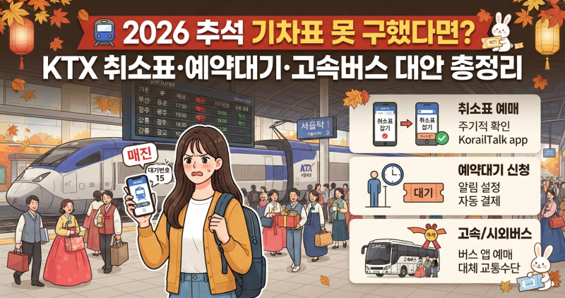 2026 추석 기차표 못 구했다면?｜KTX 취소표·예약대기·고속버스 대안 총정리