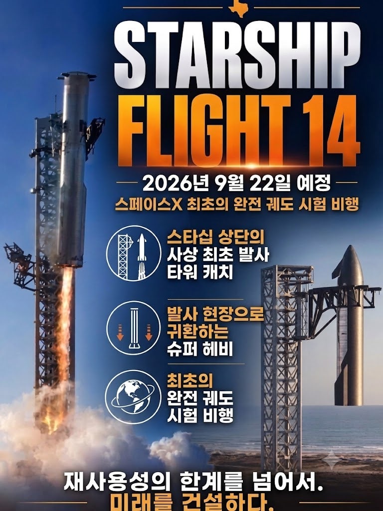 스페이스X 스타십, 9월 22일 첫 궤도 도전…스타링크 V3 26기 싣고 10시간 지구를 돈다