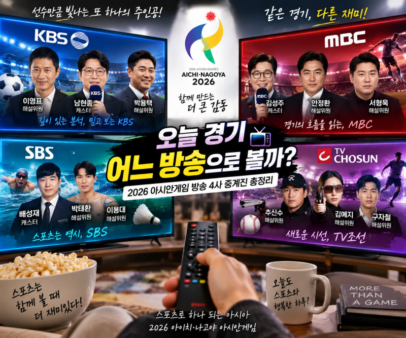 아시안게임 중계 어디서 볼까｜방송 4사 캐스터·해설위원 비교