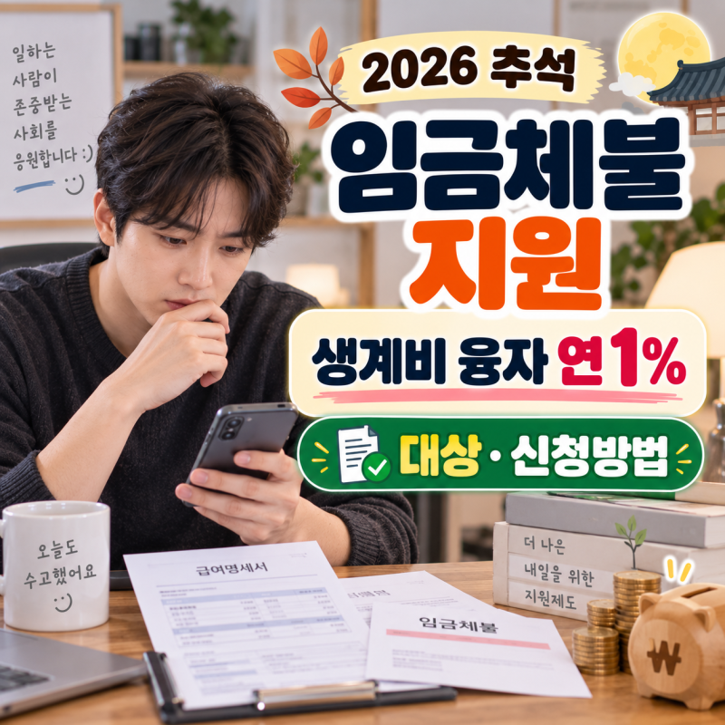 2026 추석 임금체불 지원(생계비 융자, 금리 1%, 대상, 신청방법)