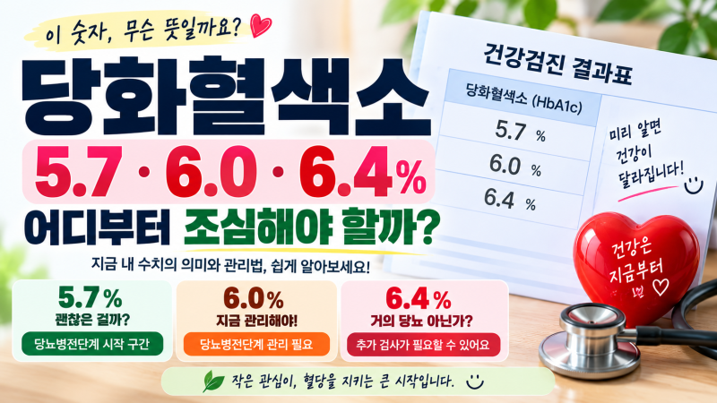 당화혈색소 정상수치｜5.7·6.0·6.4% 무슨 뜻일까? 공복혈당과 다른 이유