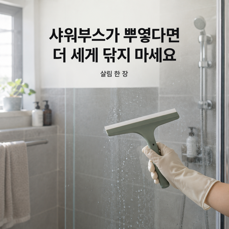 샤워부스 물때 제거, 닦아도 뿌연 유리에 힘만 주고 있었다면