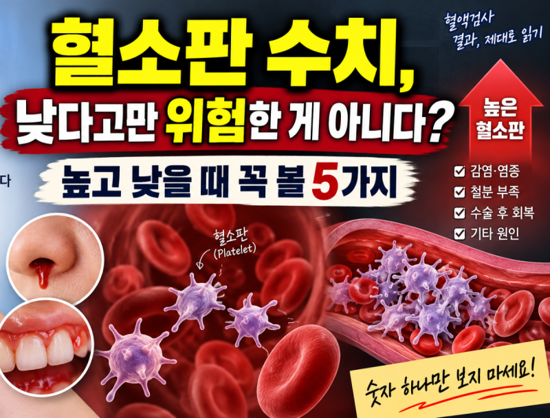 혈소판 수치, 낮다고만 위험한 게 아니다? 높고 낮을 때 꼭 볼 5가지