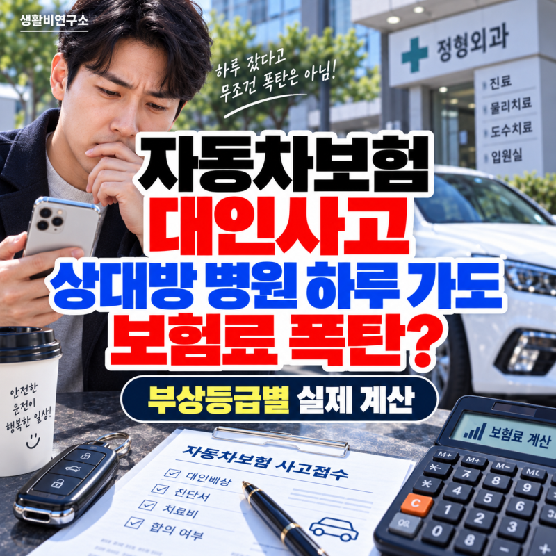 자동차보험 대인사고, 상대방 병원 하루 갔는데 보험료 폭탄? 부상등급별 실제 계산