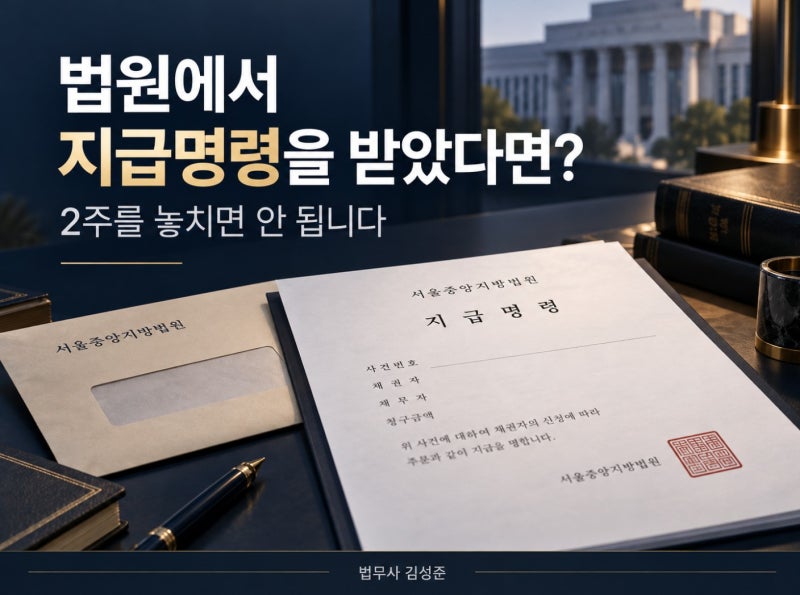법원에서 지급명령을 받았다면? 2주를 놓치면 안 됩니다
