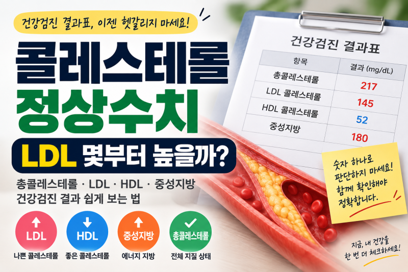콜레스테롤 정상수치｜LDL·HDL·중성지방 뭐가 중요할까? 건강검진 결과 보는 법
