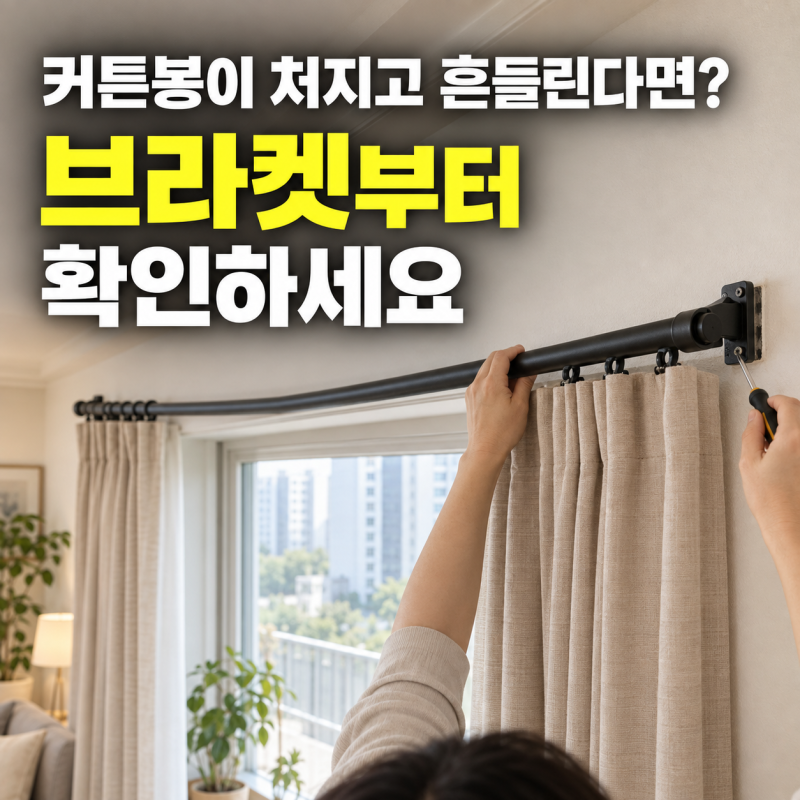 커튼봉이 가운데로 처진다면? 브라켓부터 다시 고정하세요