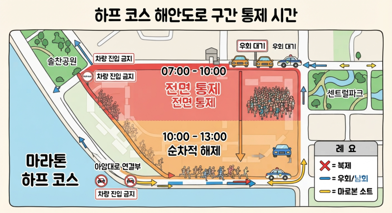 2026 송도국제마라톤 교통통제 시간 및 구간 총정리 (오해하기 쉬운 우회 도로 꿀팁)