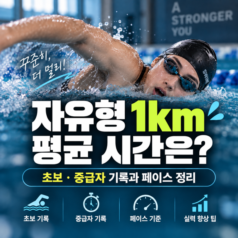자유형 1km 평균 시간은? 초보·중급자 기록과 페이스 정리[장거리수영 노하우]