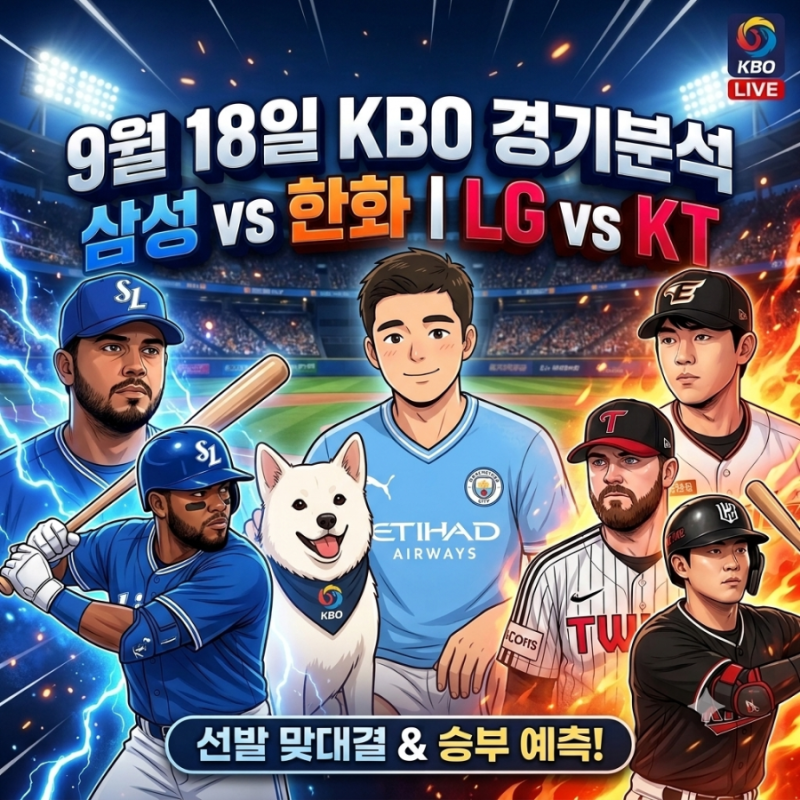 2026년 9월 18일 프로야구 KBO 경기 분석삼성 한화·LG KT 선발 비교와 승부 예상