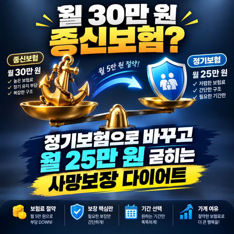 종신보험 정기보험 차이점 알려주세요, 사망보험금 중복 가입 정리하고 월 20만 원 아끼는 법