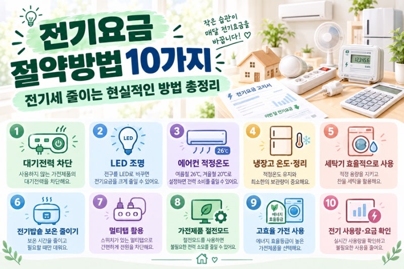 전기요금 절약방법 10가지｜전기세 줄이는 현실적인 방법 총정리