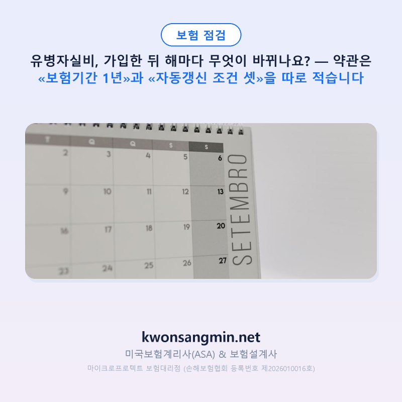 유병자실비, 가입한 뒤 해마다 무엇이 바뀌나요? — 약관은 «보험기간 1년»과 «자동갱신 조....