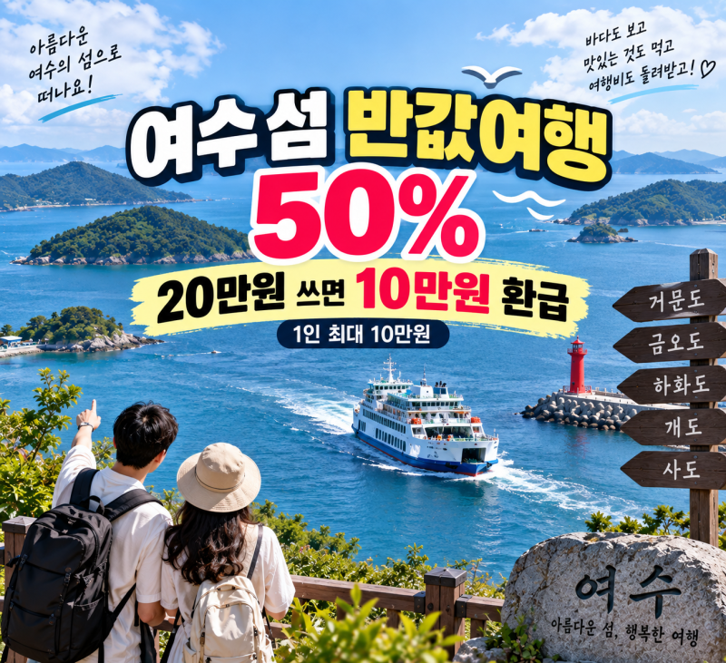 여수 섬 반값여행 50% 1인 최대 10만원 신청방법과 여행비 환급조건