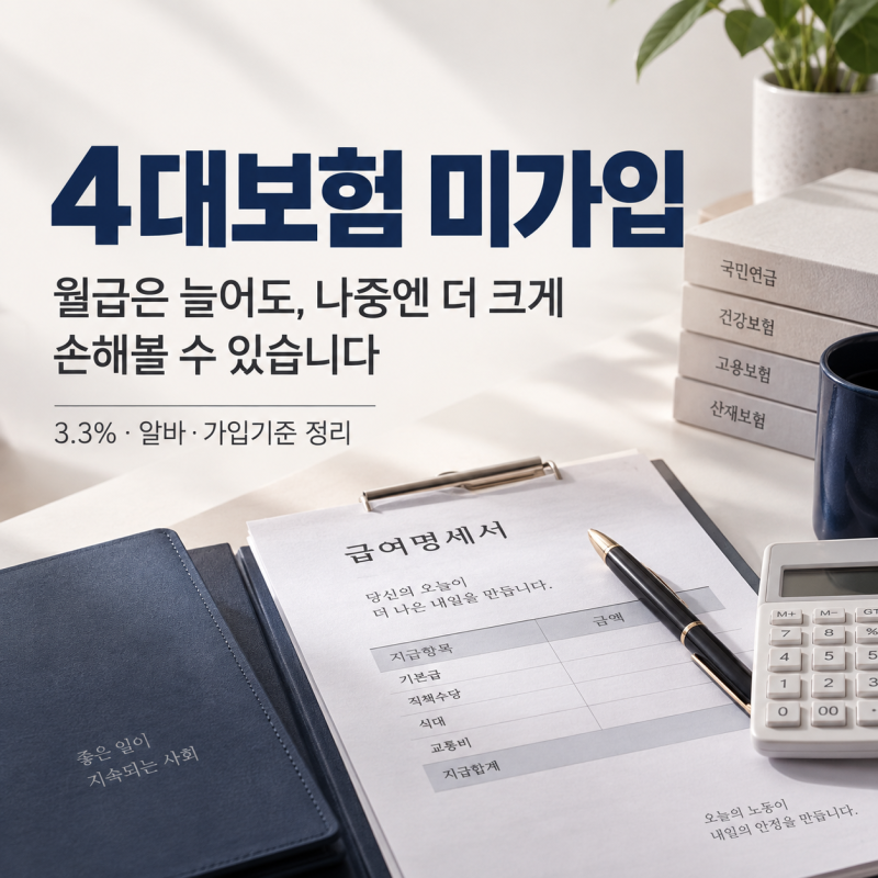 4대보험 미가입하면 월급 늘어난다? 그렇게 단순하지 않습니다