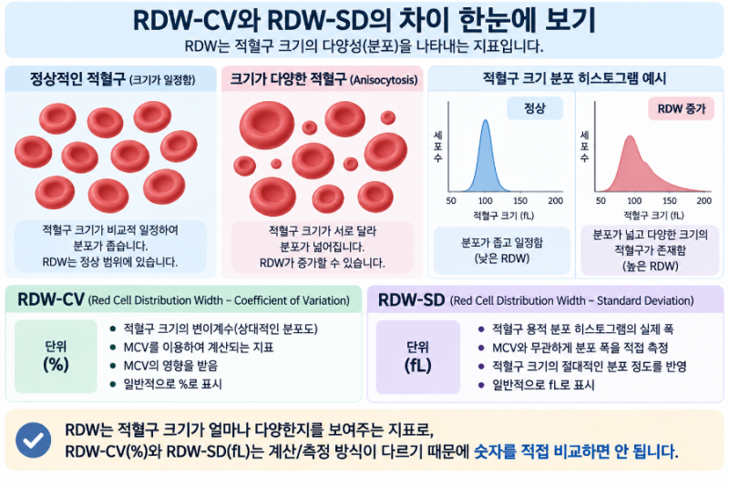 혈액검사 RDW-CV와 RDW-SD 차이는? 수치가 높거나 낮을 때 의미